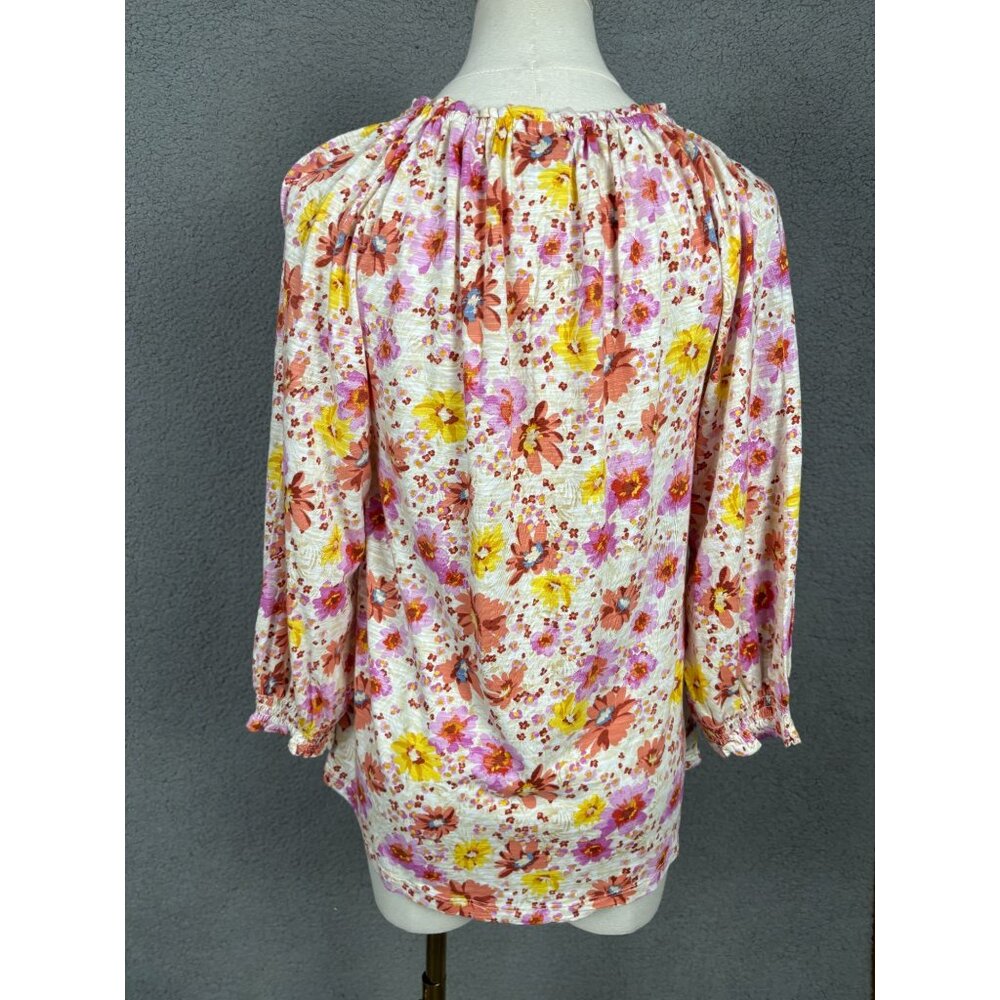 Style & Co Women's Floral Printed Split Neck Ruffle Trim Long-Sleeve Top XS NWTs - Picture 5 of 8
